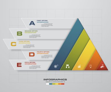 5 adım temiz sayı ile piramit şekil düzeni şablonu/grafik veya Web sitesi düzeni afiş.