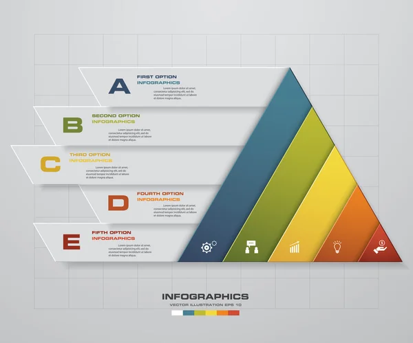 Pyramidenform-Layout mit 5 Schritten saubere Anzahl Banner Vorlage / Grafik oder Website-Layout. — Stockvektor