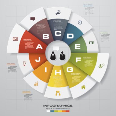 Soyut 10 adım Infographic öğeler. Vektör çizim.
