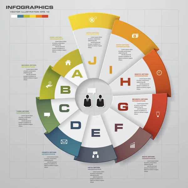 Abstrakte 10 Schritte Infografik Hintergrund. Anzahl Banner Vorlage / Tags oder Website-Layout. Vektor. — Stockvektor