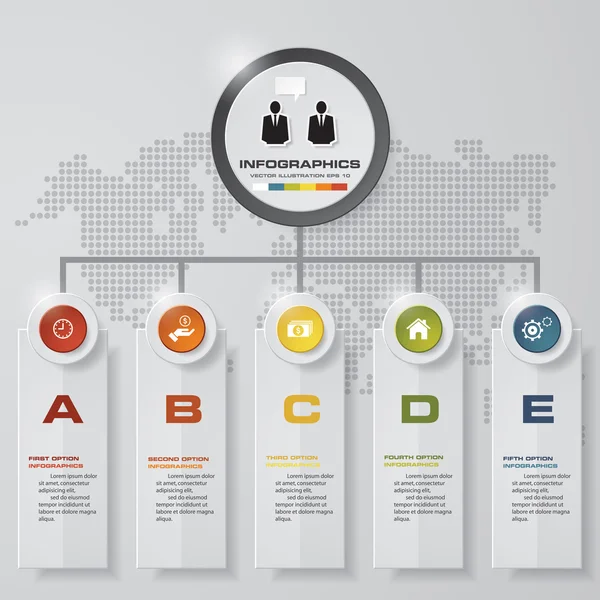 Eenvoudige & bewerkbare 5 stappengrafiek diagrammen sjabloon. Eps10. — Stockvector