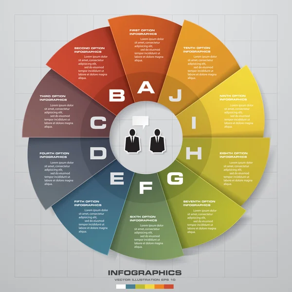 Abstracte 10 stappen infographics achtergrond. Aantal banners sjabloontags/of website lay-out. Vector. — Stockvector