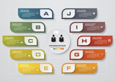 10 adım infographics arka plan. Sayı afiş şablon.