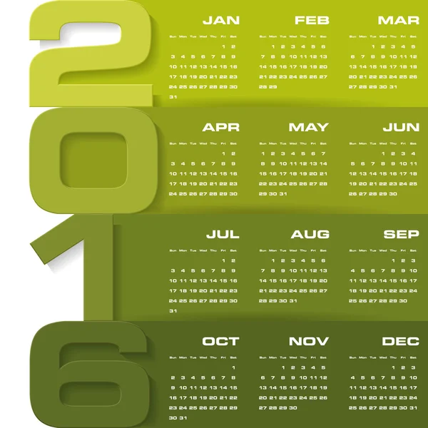 Einfache Design-Kalender 2016 Jahr Vektor-Design-Vorlage. — Stockvektor