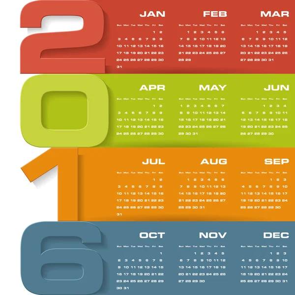Απλός σχεδιασμός ημερολογίου έτους 2016 διάνυσμα πρότυπο σχεδίασης. — Διανυσματικό Αρχείο