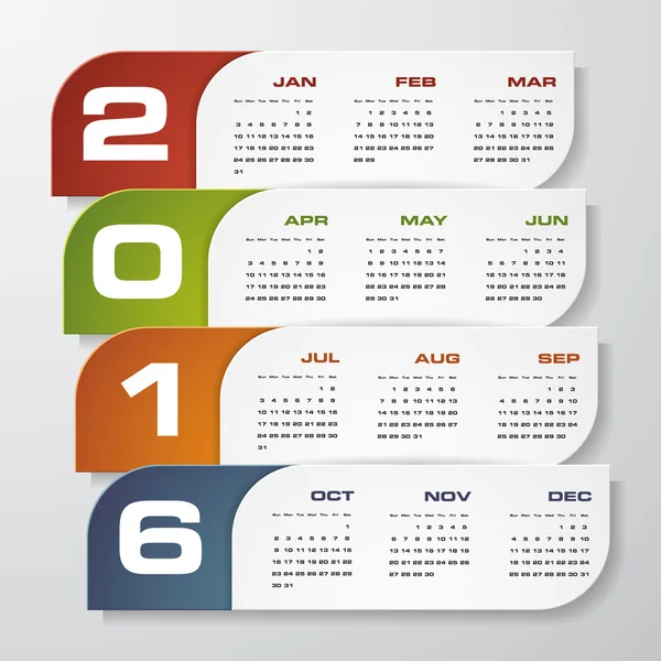 Einfache Design-Kalender 2016 Jahr Vektor-Design-Vorlage. — Stockvektor