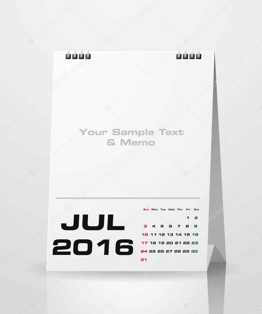 2016 calendar with free space for your sample text : July 2016