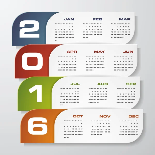 Einfache Design-Kalender 2016 Jahr Vektor-Design-Vorlage. — Stockvektor