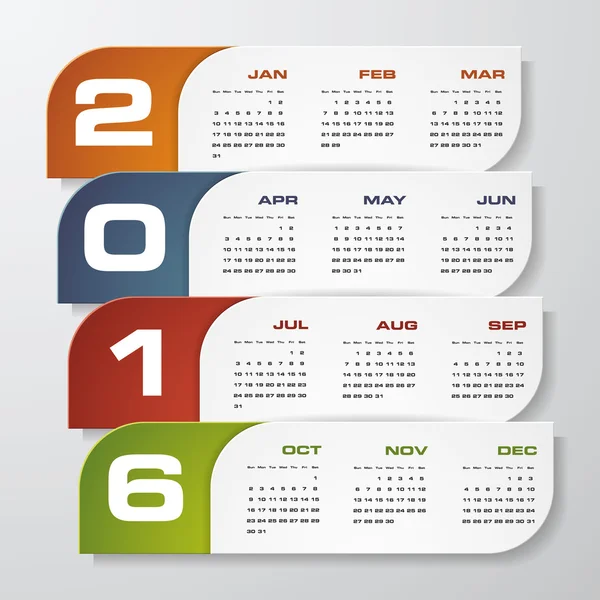 Простой дизайн календарь 2016 года векторный дизайн шаблон . — стоковый вектор