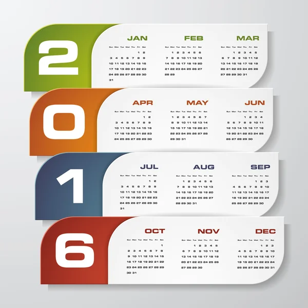 シンプルなデザインのカレンダー 2016 年ベクター デザイン テンプレート. — ストックベクタ