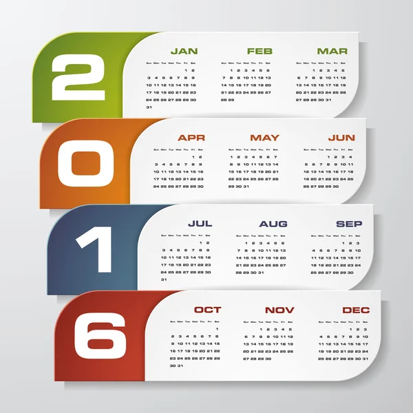 Calendário de design simples 2016 ano modelo de design vetorial . — Vetor de Stock