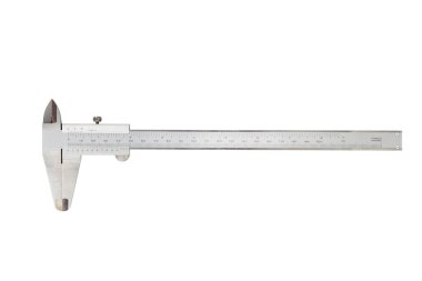 Vernier kalibreli ve ölçekli. Ölçme aleti ve ekipmanı. kırpma yolu ile beyaz arkaplanda izole.