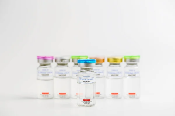 Ampollas Con Vacuna Covid Corona Virus 2019 Ncov Inyectables Medicamentos — Foto de Stock