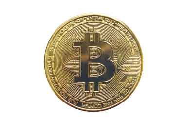 Beyaz arkaplanda izole edilmiş bitcoin 'i kapat