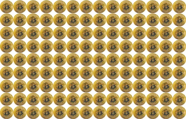 Cryptocurrency Bitcoin Senza Soluzione Continuità Modello Sfondo Uno Sfondo Bianco — Foto Stock