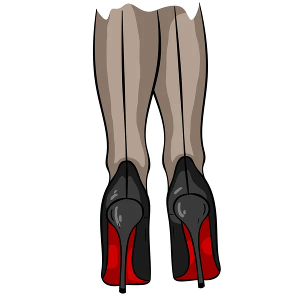 Illustration Couleur Jambe Femme Avec Des Chaussures Talons Hauts Sur — Photo