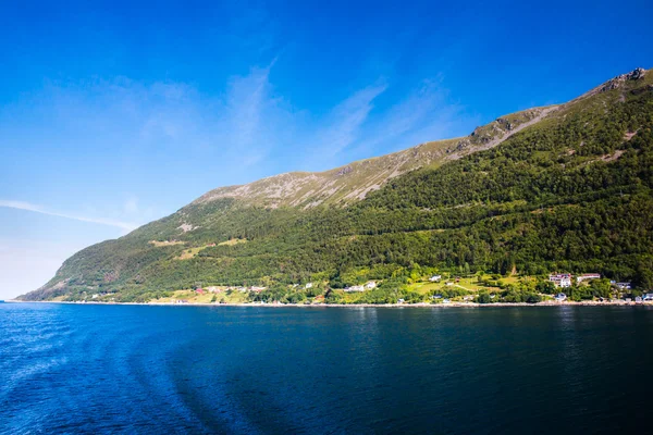 Fiordos noruegos contra un árbol —  Fotos de Stock