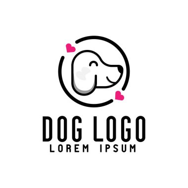 Çemberli köpek yavrusu logosu ve modern şablon çizgisine bayılıyor