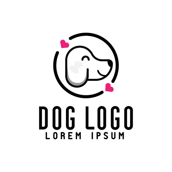 Head Dog Welpen Logo Mit Kreis Und Liebe Moderne Vorlage — Stockvektor