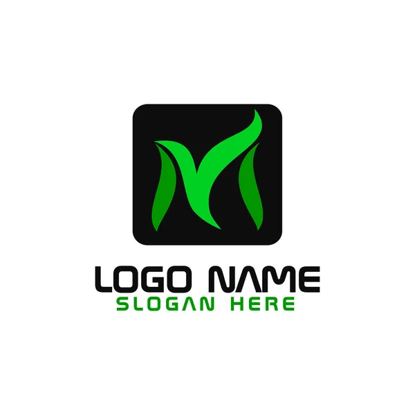 Iniziali Foglia Logo Design Verde Eco Naturale Logotipo Simbolo Modello — Vettoriale Stock