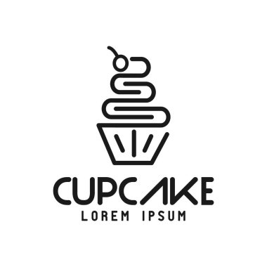 Minimalist cupcake logo tarzı simge tasarım vektörü