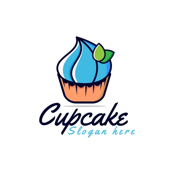 Cupcake Logo Design Template Modern Vector Template Cartoon — Stock Vector
