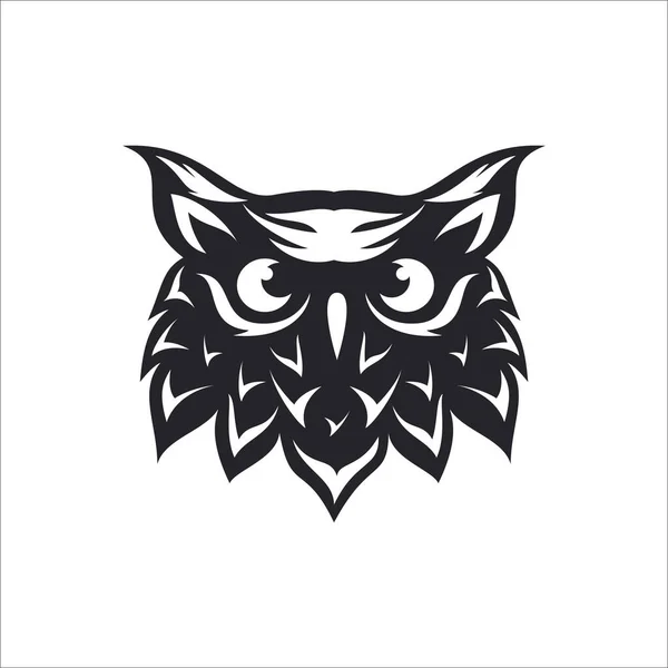 Head Owl Logo Illustration Vintage Modern Template Symbol Icon Black — Stock Vector