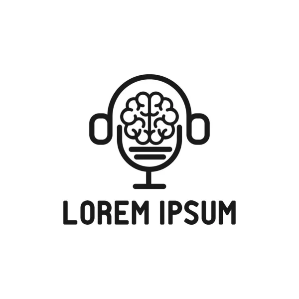 Concepto Del Logotipo Del Cerebro Con Podcast Logotipo Idea Del —  Fotos de Stock