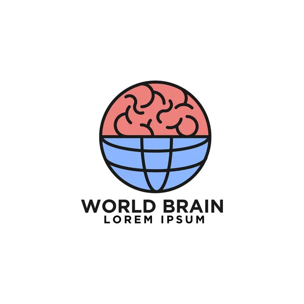 Mundo Cerebro Logo Diseño Ilustración Vector Icono Símbolo Moderno —  Fotos de Stock