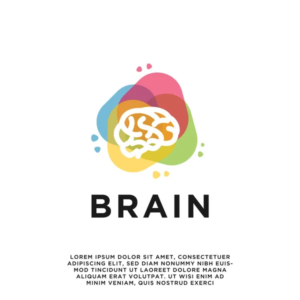 Witte Hersenen Logo Illustratie Ontwerp Sjabloon Kleur Volledige Logotype Vector — Stockfoto