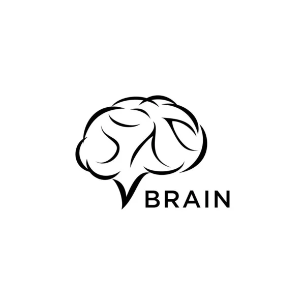Шаблон Логотипа Мозга Вектор Дизайна Простой Символ Значка — стоковое фото