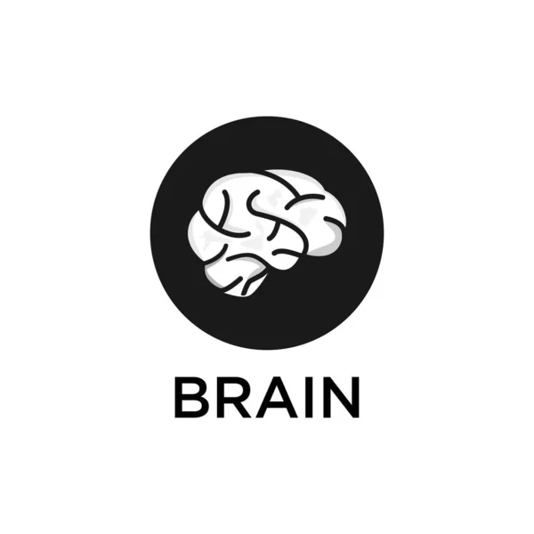 Projekt Logo Mózgu Okręgu Ilustracji Projekt Czarno Biały Szablon Ikona — Zdjęcie stockowe