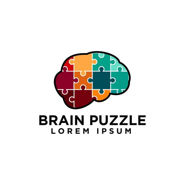 Mozek Puzzle Logo Ilustrace Vektorové Šablony Ikona Design Barva Plná — Stock fotografie