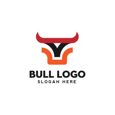 Boğa logosu sembolü, boğa başı illüstrasyonu, basit tasarım ilham kaynağı modern vektör şablonu