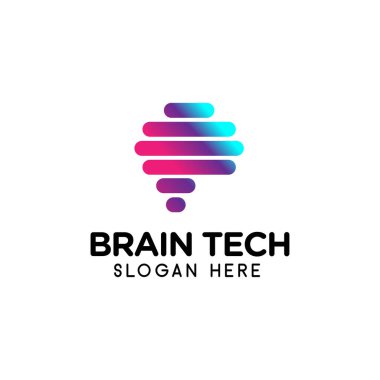 Beyin teknolojisi logosu modern illüstrasyon vektör şablonu