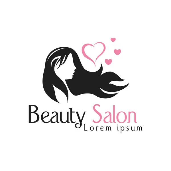 Beauty Salon Logo Design Pink Love Hair Style Logo Feminine — Stock Photo, Image