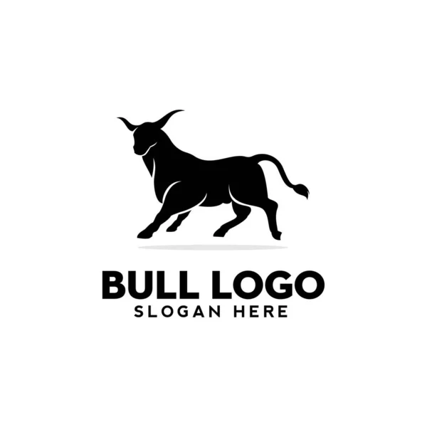 Siyah Boğa Logosu Tasarımı Siluet Vektör Çizimi Hayvan Logosu Logotip — Stok fotoğraf