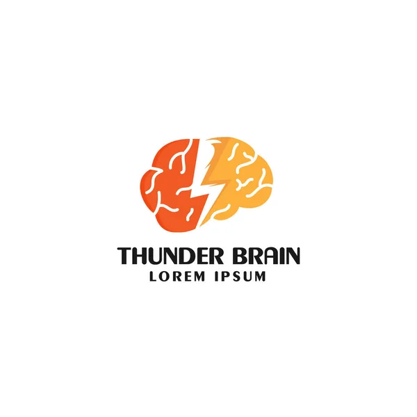 Thunder Brain Logo Design Illustration Modern Logotype Symbol Sign Thunderbolt —  Fotos de Stock