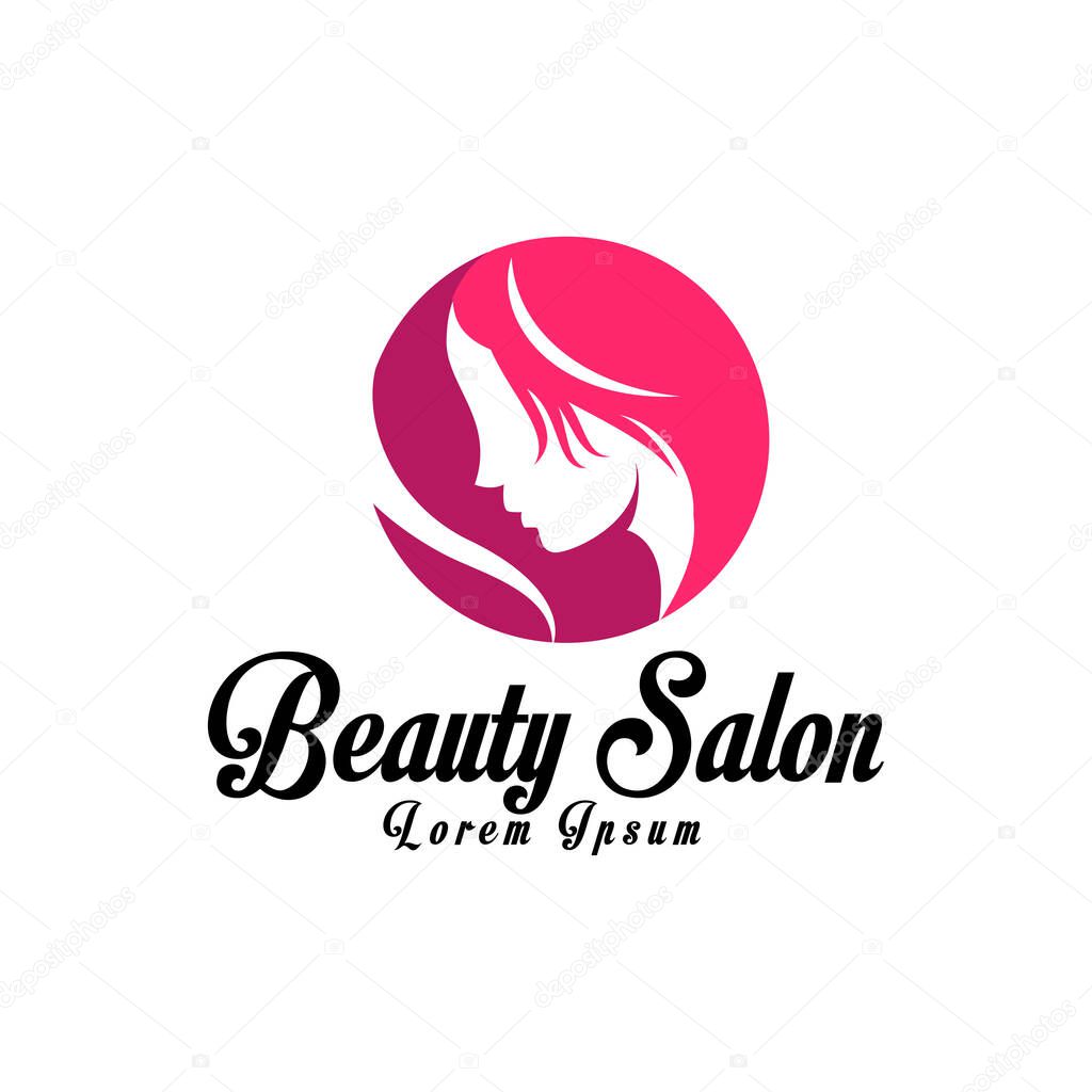 logo design for beauty salon illustration woman face beauty feminine and white background modern vector