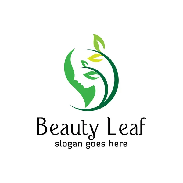 Diseño Del Logotipo Hoja Belleza Para Salón Belleza Natural Cosméticos —  Fotos de Stock