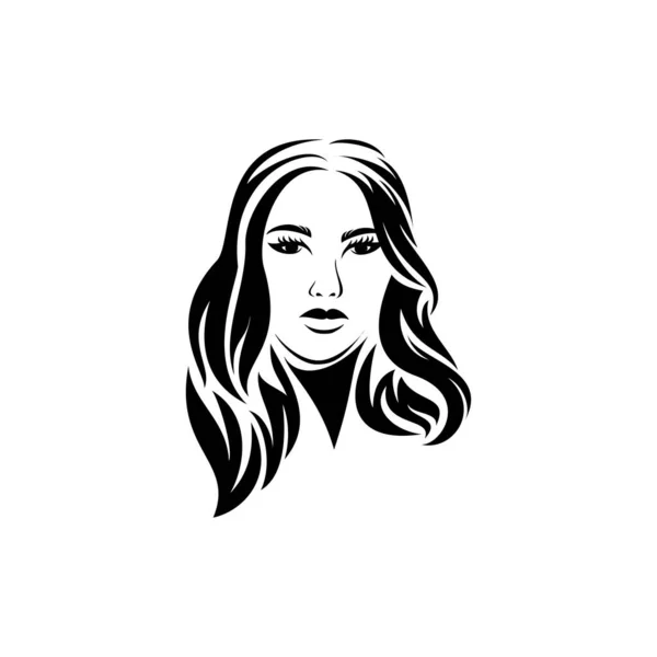 illustration of a beautiful female face with a long wavy hairstyle logo design,beauty salon logo,hairstyle,feminine vector template