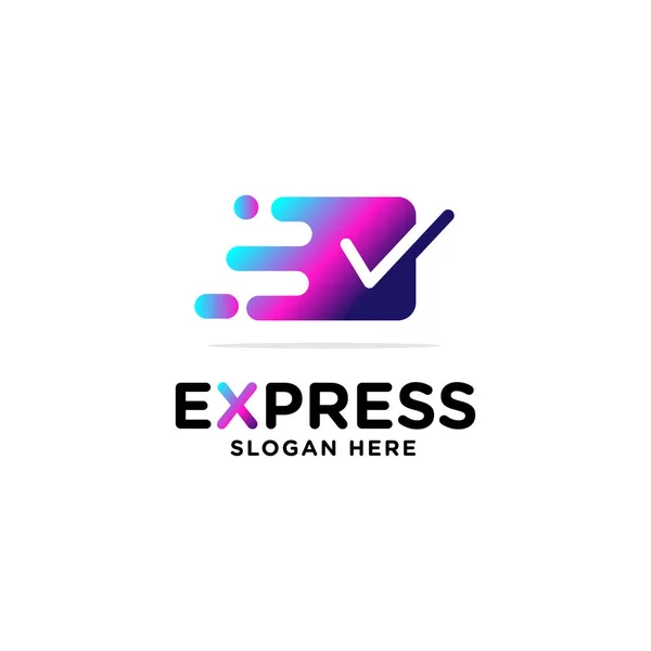 Сучасний Логотип Експрес Дизайн Коробка Знак Перевірки Логотип Логотип Доставки — стокове фото