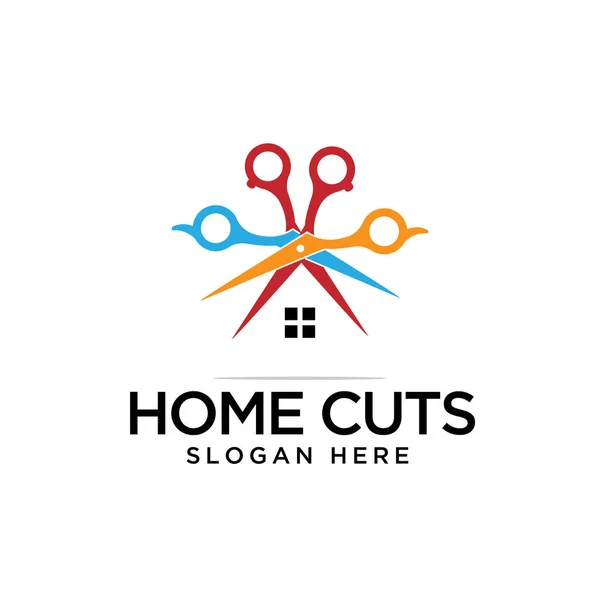 家用裁剪标志设计剪子和家用发型商务现代矢量模板 — 图库照片