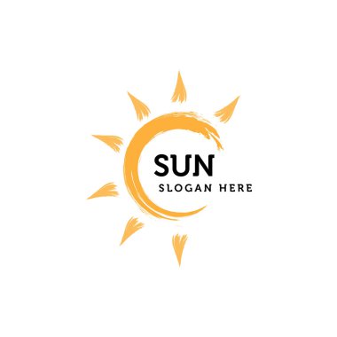 güneş logosu tasarımı boya fırçası vuruş simgesi sembolü vektör şablonu