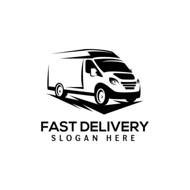 Hızlı dağıtım logosu, teslimat servisi logosu modern şablon için vektör ilüstrasyon kargo aracı
