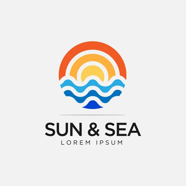 Circular Sol Mar Ilustración Logotipo Diseño Moderno Icono Símbolo Vector —  Fotos de Stock