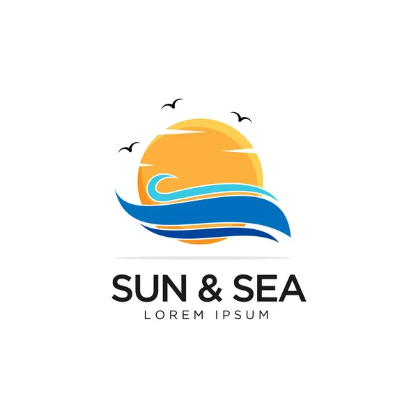 Diseño Abstracto Del Logotipo Del Sol Mar Viajes Negocios Aire — Foto de Stock