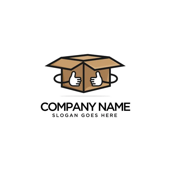 Logo Design Cardboard Thumbs Delivery Logo Concept Vector Template — Stock Photo, Image