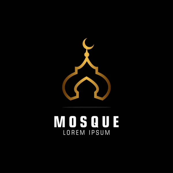 minimalist mosque logo concept,islamic logo design icon sign emblems mosque gold in black background vector template
