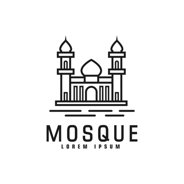 Σύγχρονη Εικονογράφηση Τζαμί Σχέδιο Λογότυπο Γραμμή Τέχνη Στυλ Εικονίδιο Σύμβολο — Φωτογραφία Αρχείου